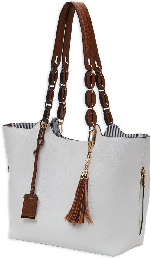 Bulldog Concealed Carry Purse - Braided Tote Style White<<