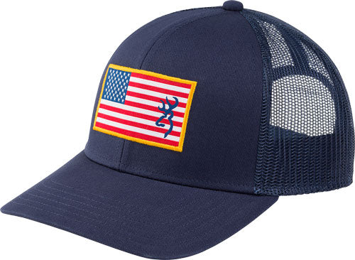 Browning Cap Glory Mesh Snap - Back Amer Flag Patch Blue Osfm