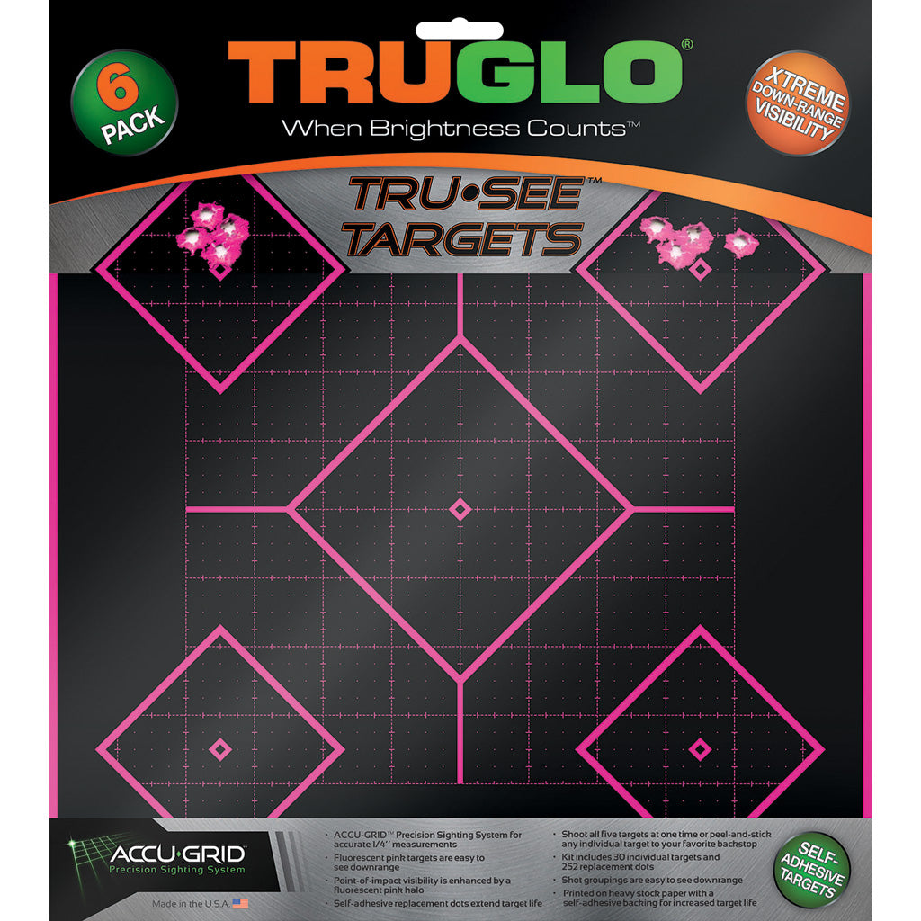 TruGlo TruSee Splatter 5-Diamond Target Pink 12x12 6 pk.