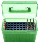 Mtm Deluxe Ammo Box 50-rounds - Lg Rifle 220 Swift-30/06 Green