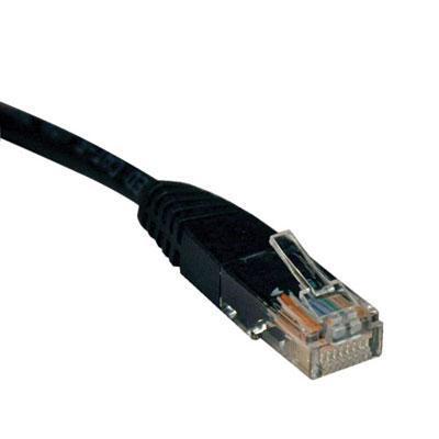 10 ft. Category 5E patch cable, black, RJ45 male & female connectors, molded strain relief design, 350 MHZ.